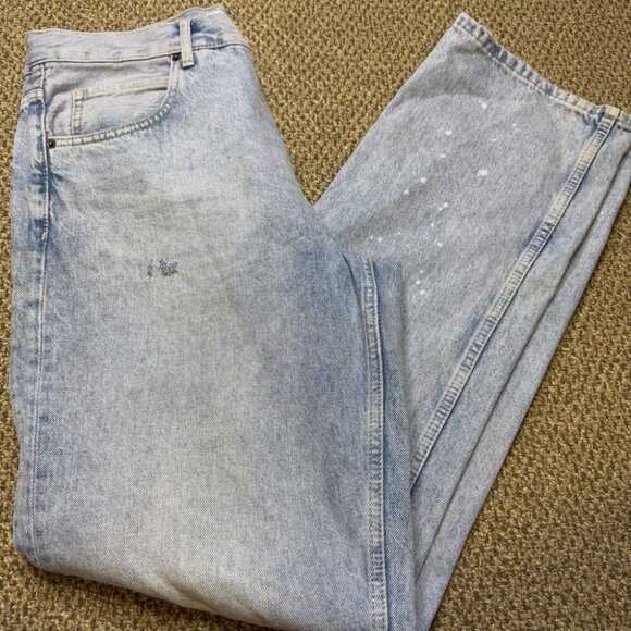 Zara Light Wash Distressed High waisted Straight Leg  Denim Jeans Size 31 - Picture 10 of 15